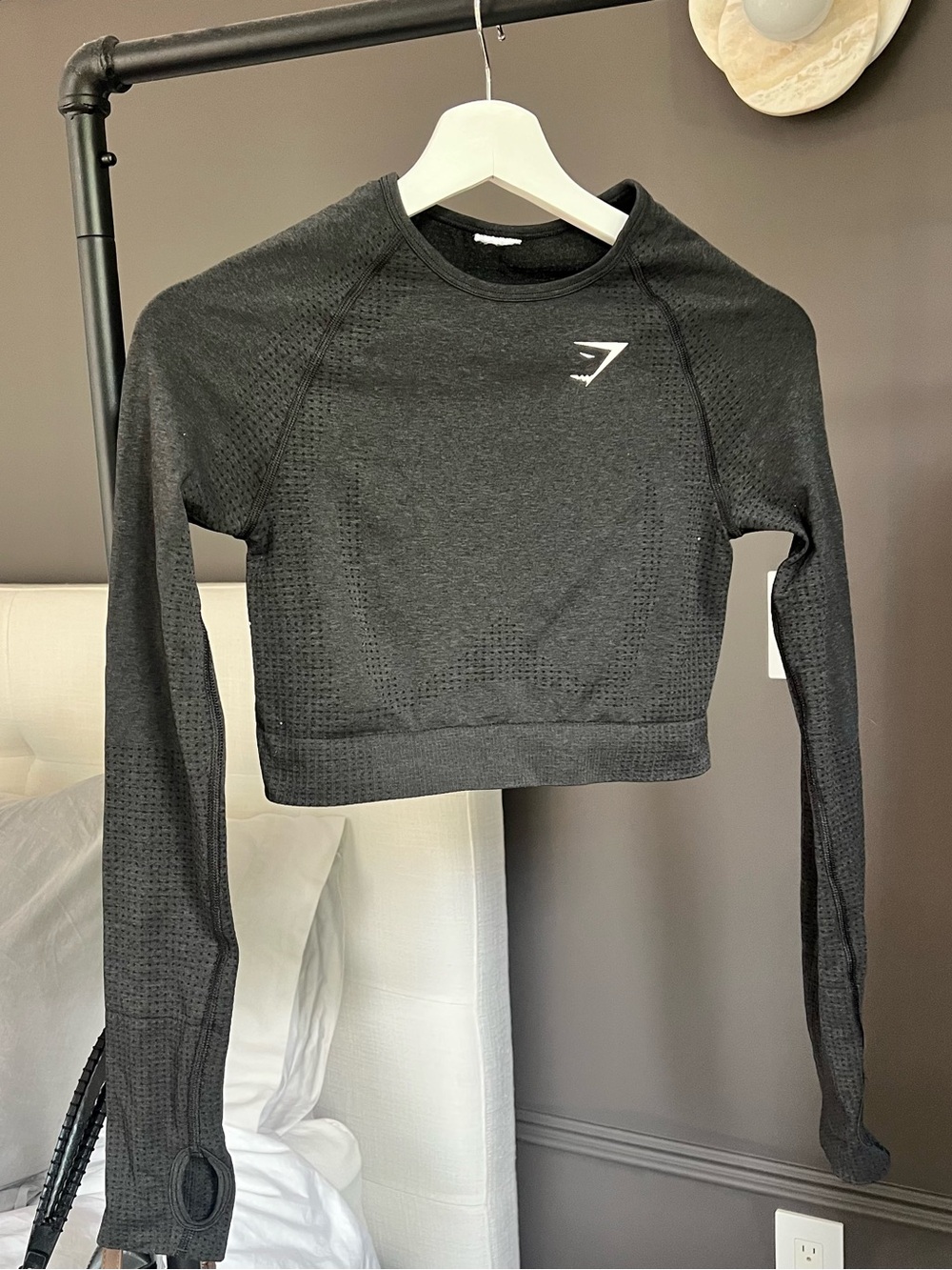 Gymshark Black Seamless Long-Sleeve Crop Sweat Top